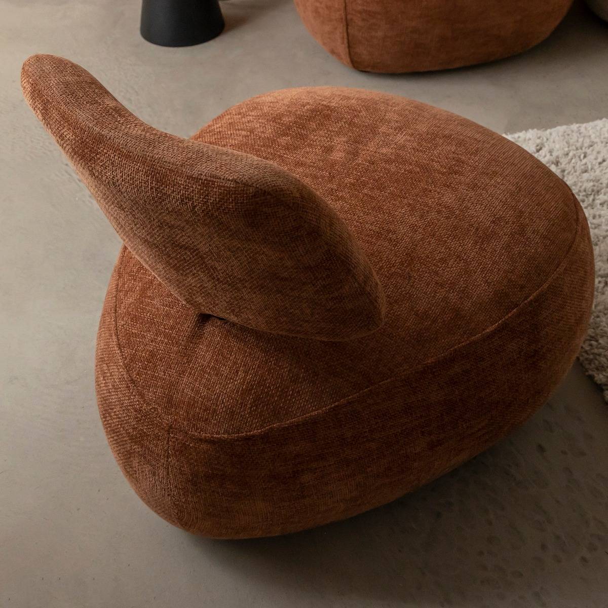 Fauteuil en tissu bouclette TÉRÉSIA orange, MADE IN MEUBLES 