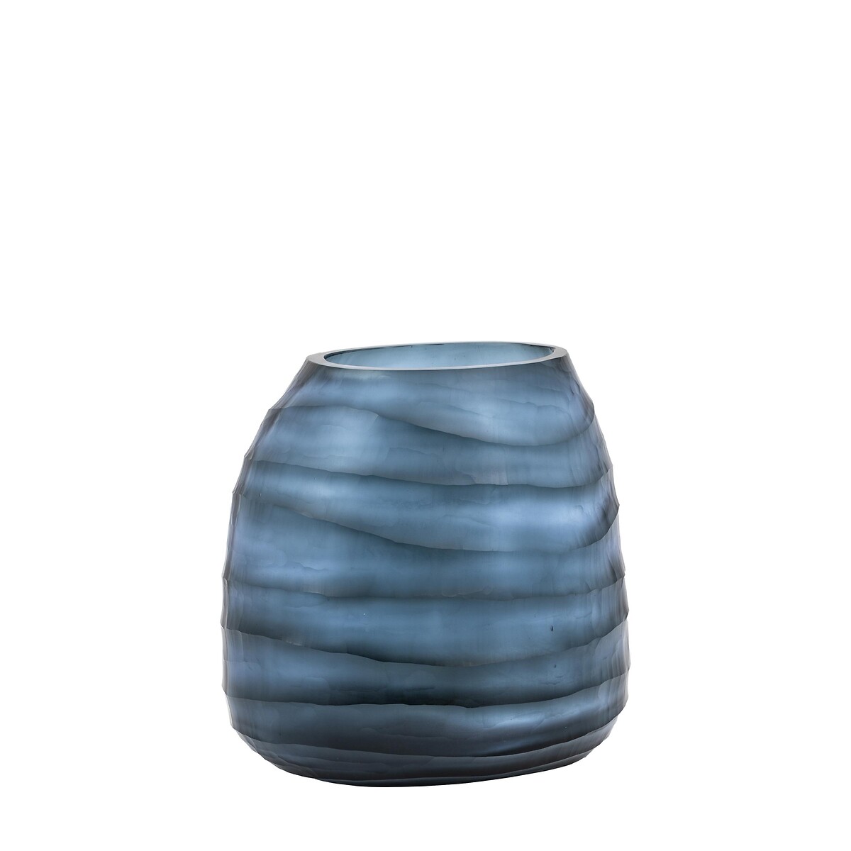 24cm Handblown Carved Glass Vase blue, ÉDITÉ