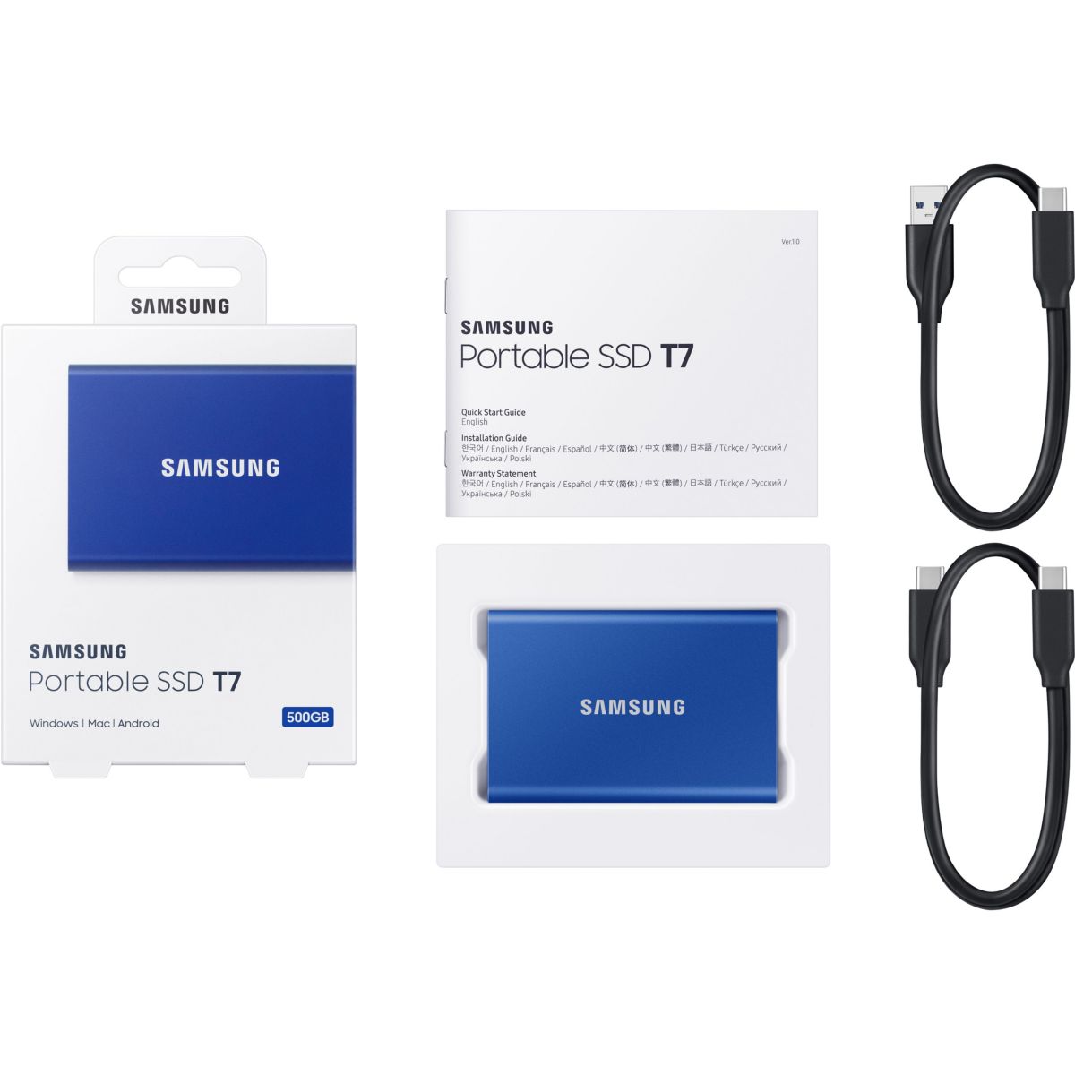 Disque SSD externe Portable 1To T7 1To bleu indigo bleu, SAMSUNG