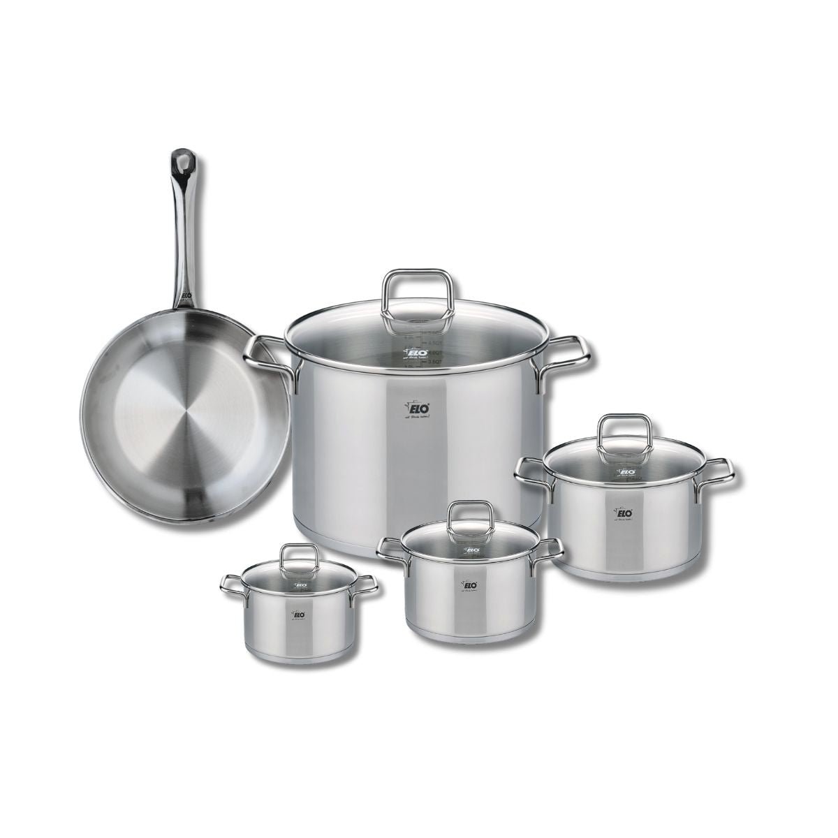 Batterie 1 poêle 24cm + 4 faitouts 12/14/16/26cm PROFI CITRIN gris, ELO