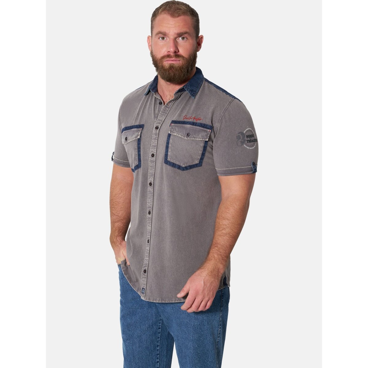 Chemise à manches courtes FJORDGARD gris, JAN VANDERSTORM
