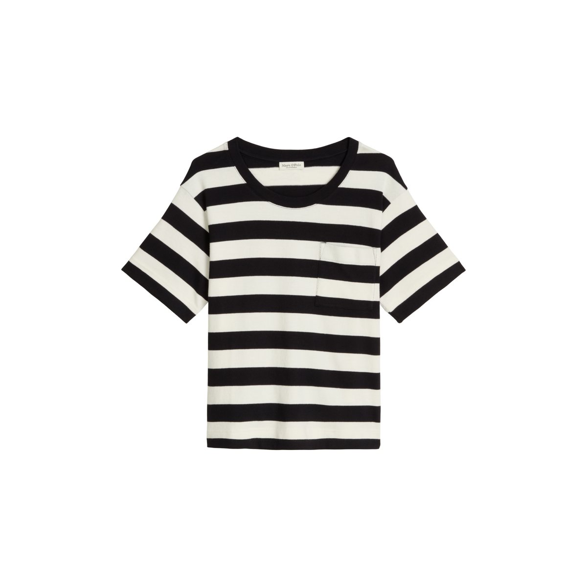 T-shirt rayé loose en single jersey doux bleu foncé, MARC O'POLO