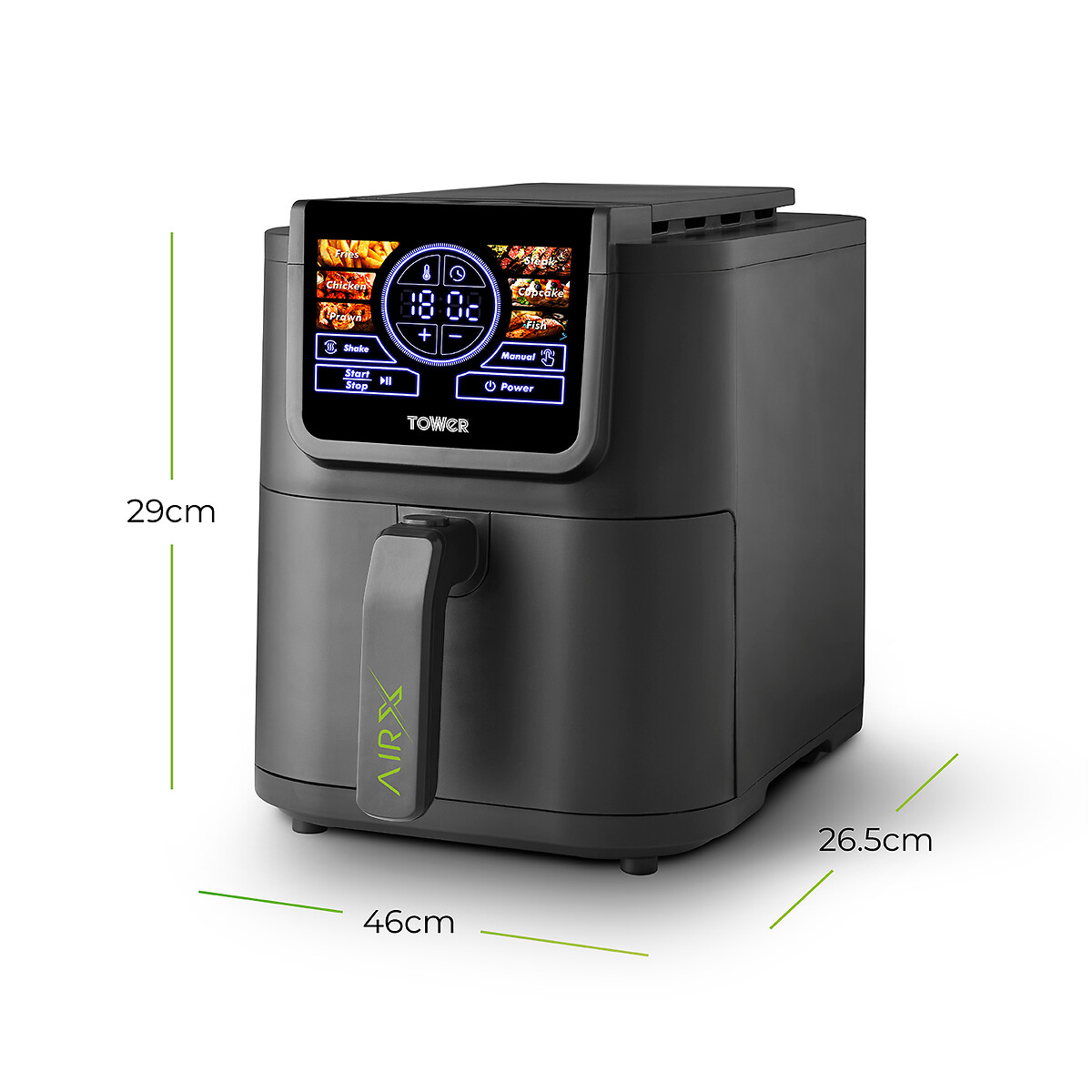 AirX 8L Single Basket Air Fryer - T17158 grey, TOWER