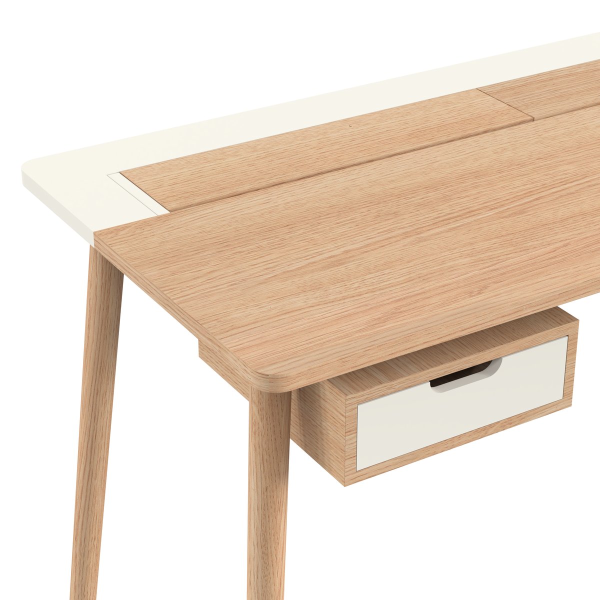 Bureau en chêne avec tiroir et pupitre, HONORÉ blanc, HARTO