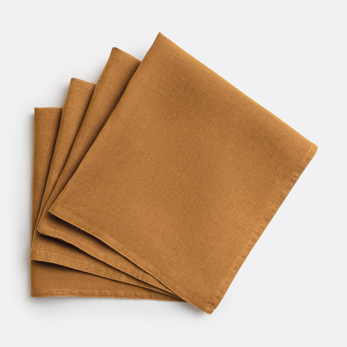 Set van 4 servetten van gewassen linnen Victorine karamel, LA REDOUTE INTERIEURS