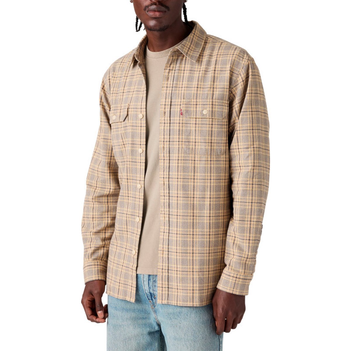 Chemise en coton beige à carreaux pourvue d'une coupe droite beige, LEVI'S