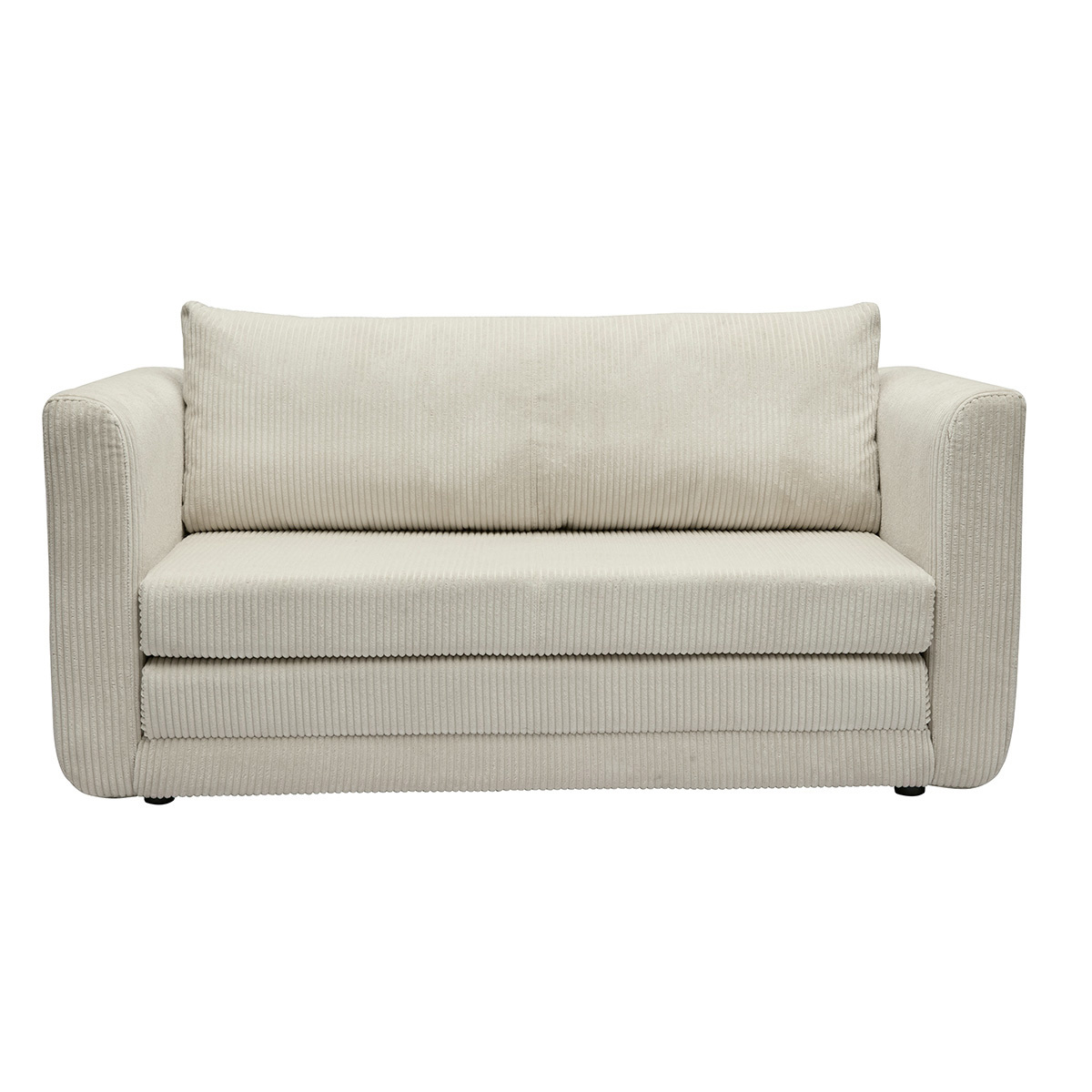 Canapé convertible 2 places en tissu velours côtelé beige LEON beige, MILIBOO