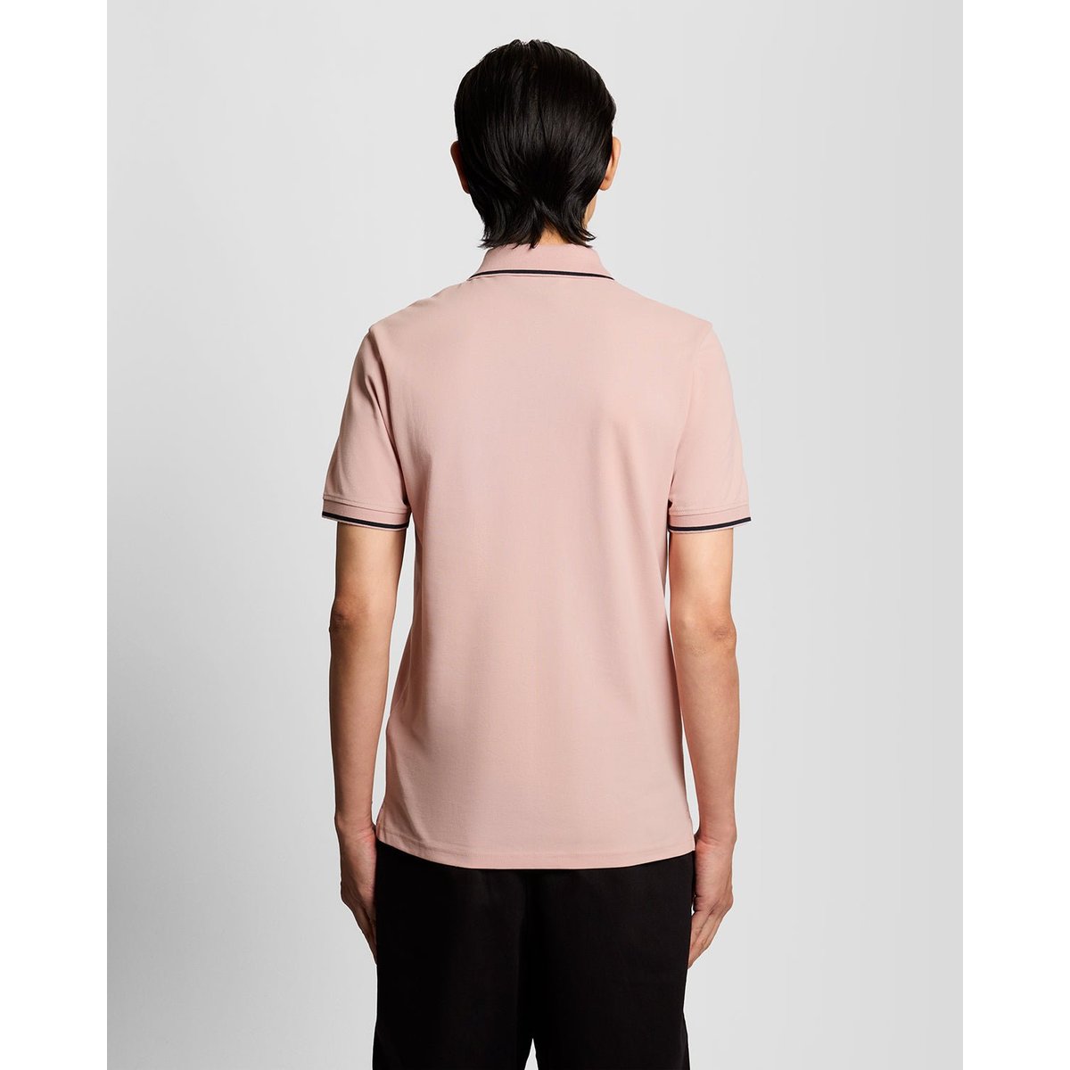 Polo à liserés contrastés rose pamplemousse/ foncé marine, LYLE & SCOTT