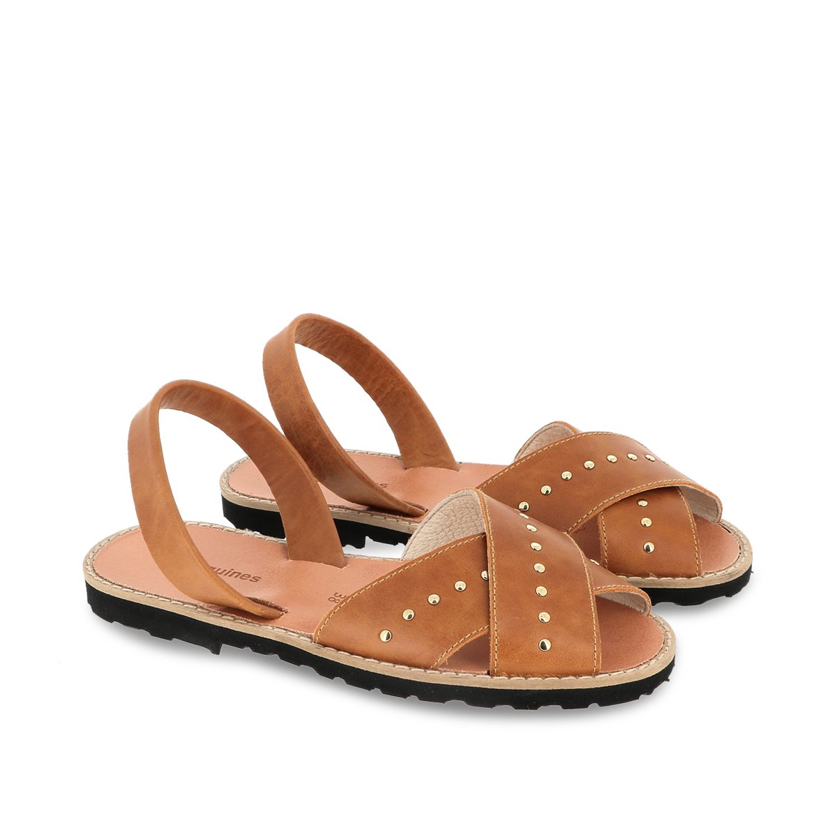 Sandales plates en cuir AVARCA ROCK UNISEX camel, MINORQUINES
