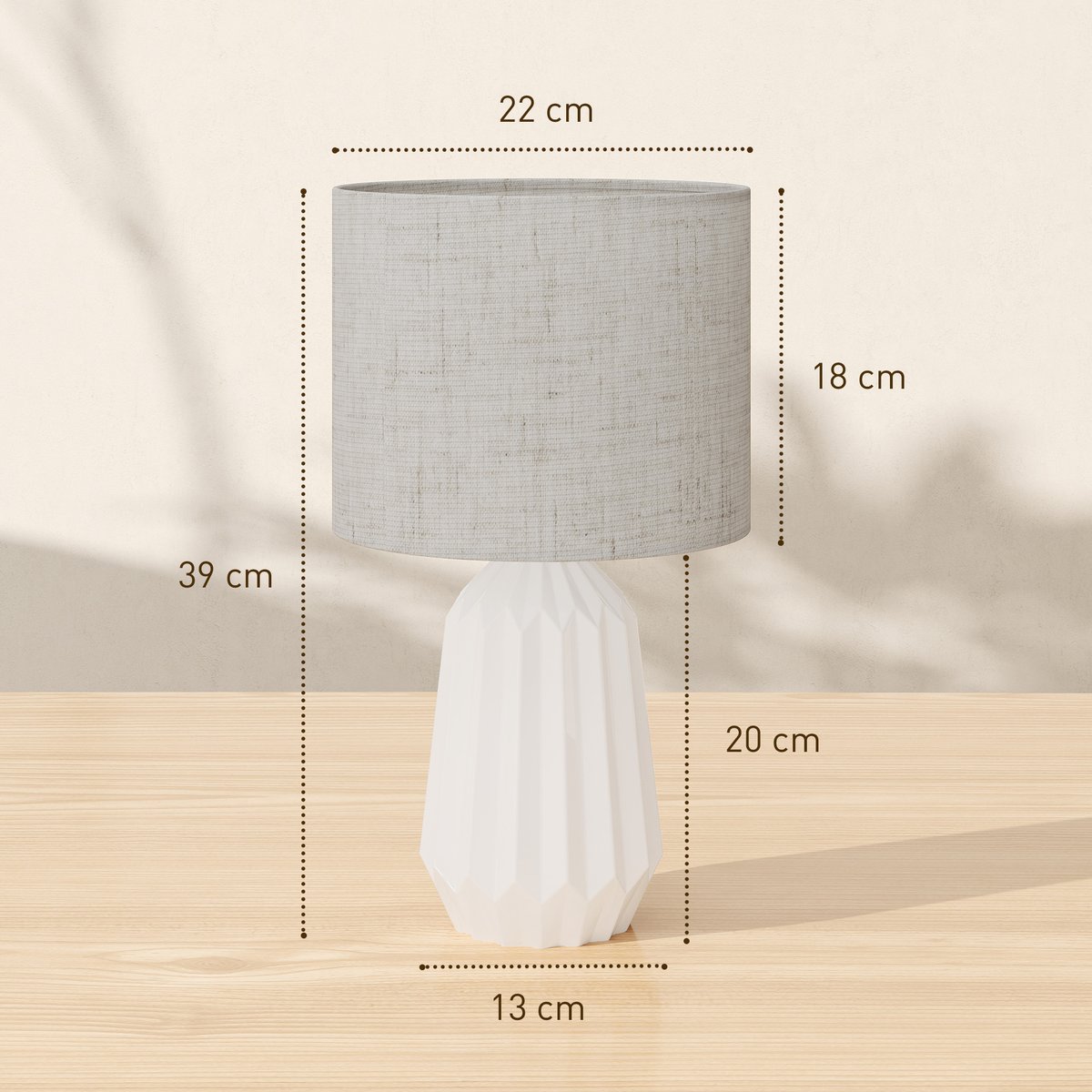 Lampe de table Céramique Blanc et Beige blanc et beige, HOMCOM