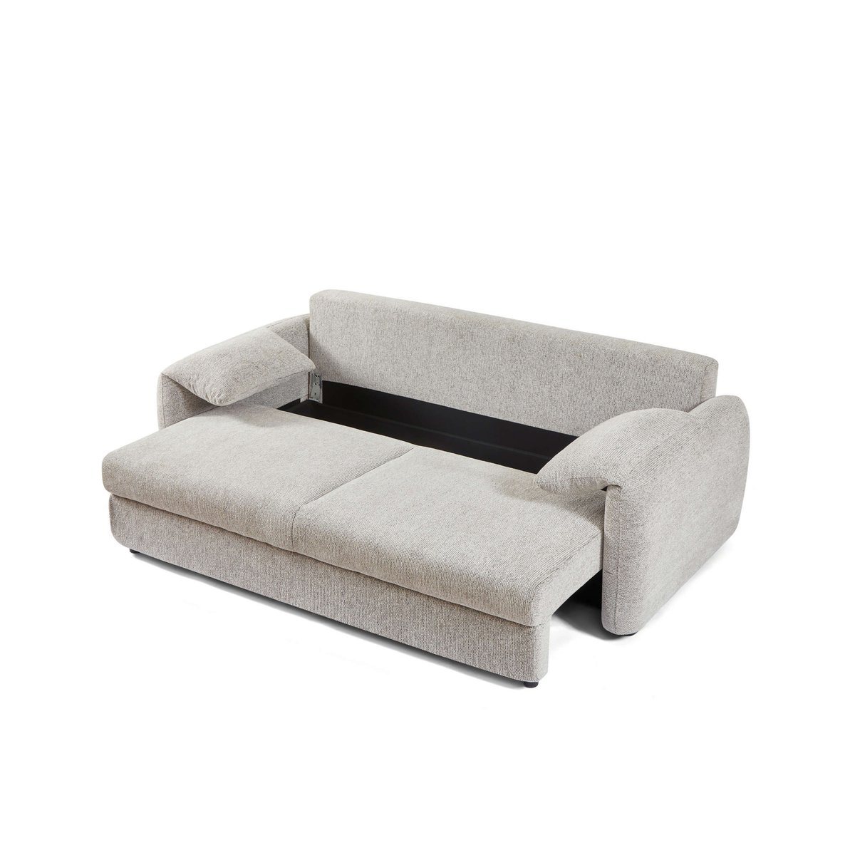 Canapé droit convertible chenille tramé ANGEA beige, BAÏTA