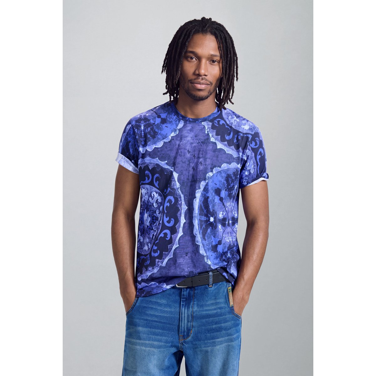 T-shirt à manches courtes imprimé bleu, DESIGUAL
