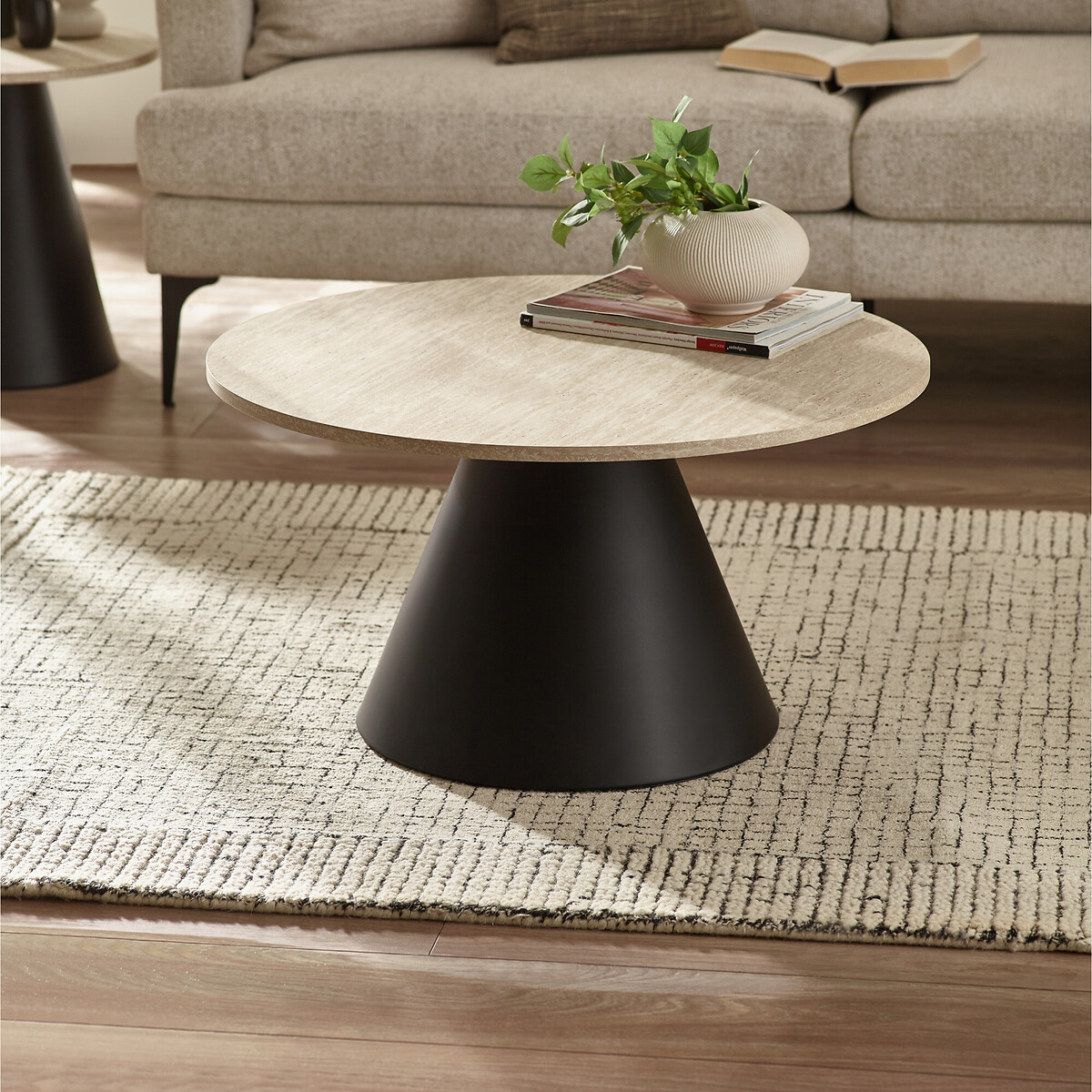 Set of 2 Evron Round Nesting Coffee Tables travertine, SO'HOME