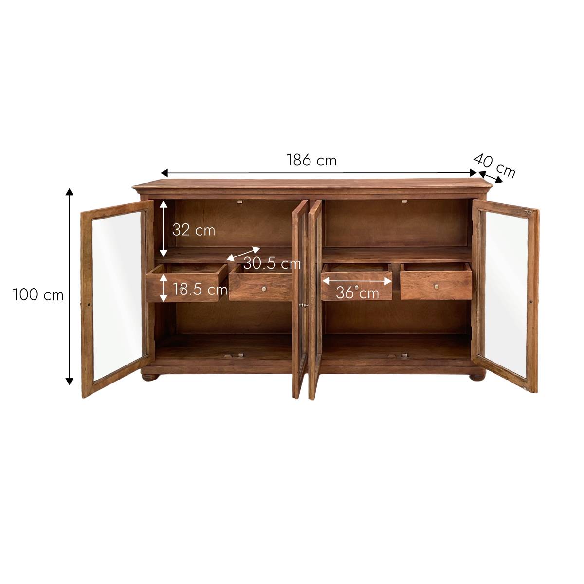Buffet en bois de manguier ARNO bois foncé, MADE IN MEUBLES 