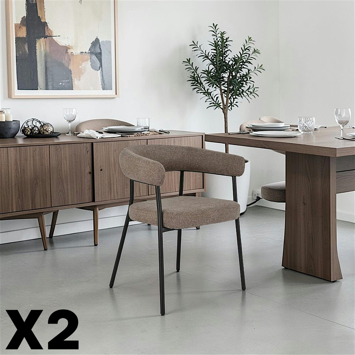 Chaise de salle à manger marron avec dossier bandeau (lot de 2) BERLIN marron, PIER IMPORT