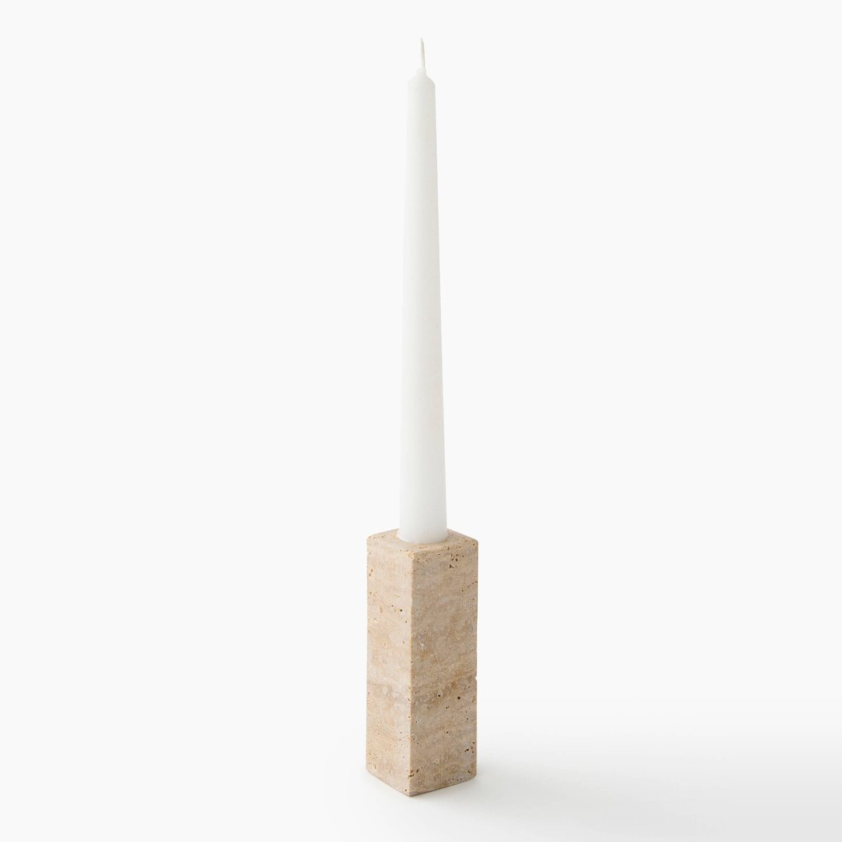 Bougeoir carré, 4x4x6.5cm, en travertin naturel, MONOPRIX