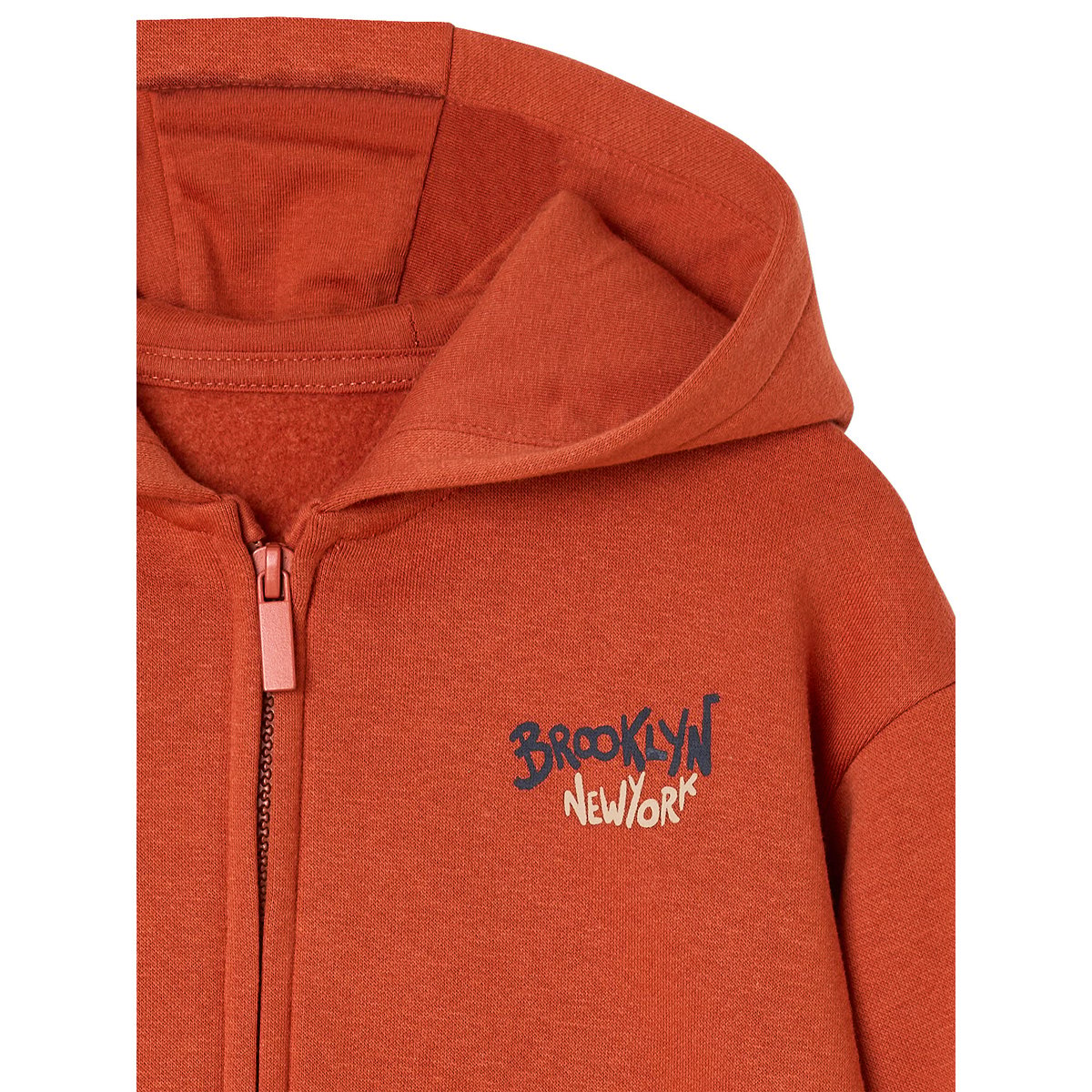 Sweat zippé à capuche imprimé rouille, VERTBAUDET