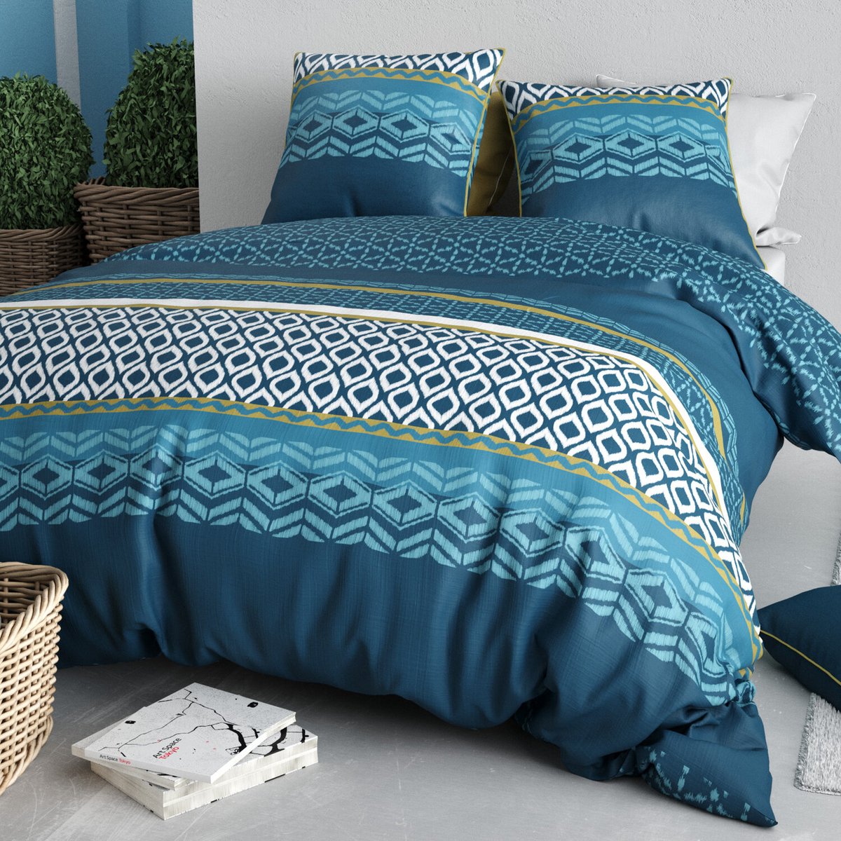 Parure housse de couette microfibre Effet Pêche, TRIBAL multicolore, C DESIGN HOME TEXTILE