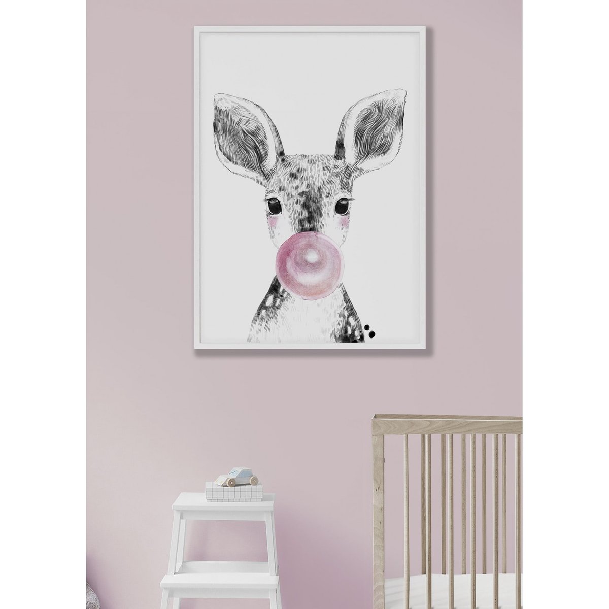 Affiche 'Bulle de Biche Rose' blanc, L'AFFICHERIE