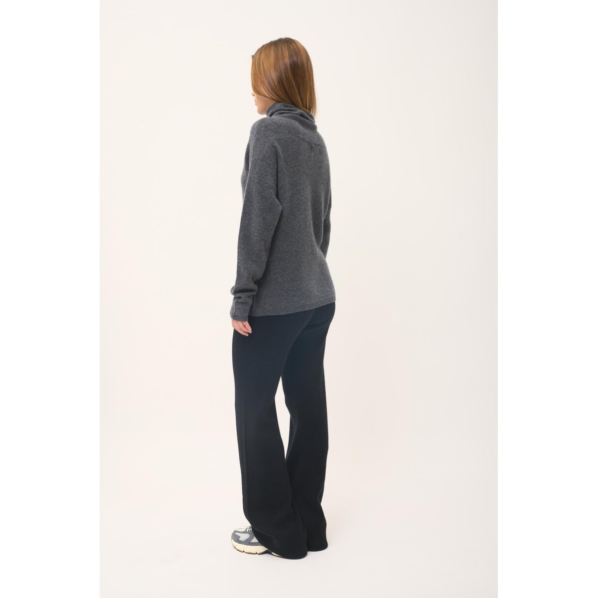 Pull Col Roulé Anthracite Chiné Blantyre gris chiné, JUST CASHMERE