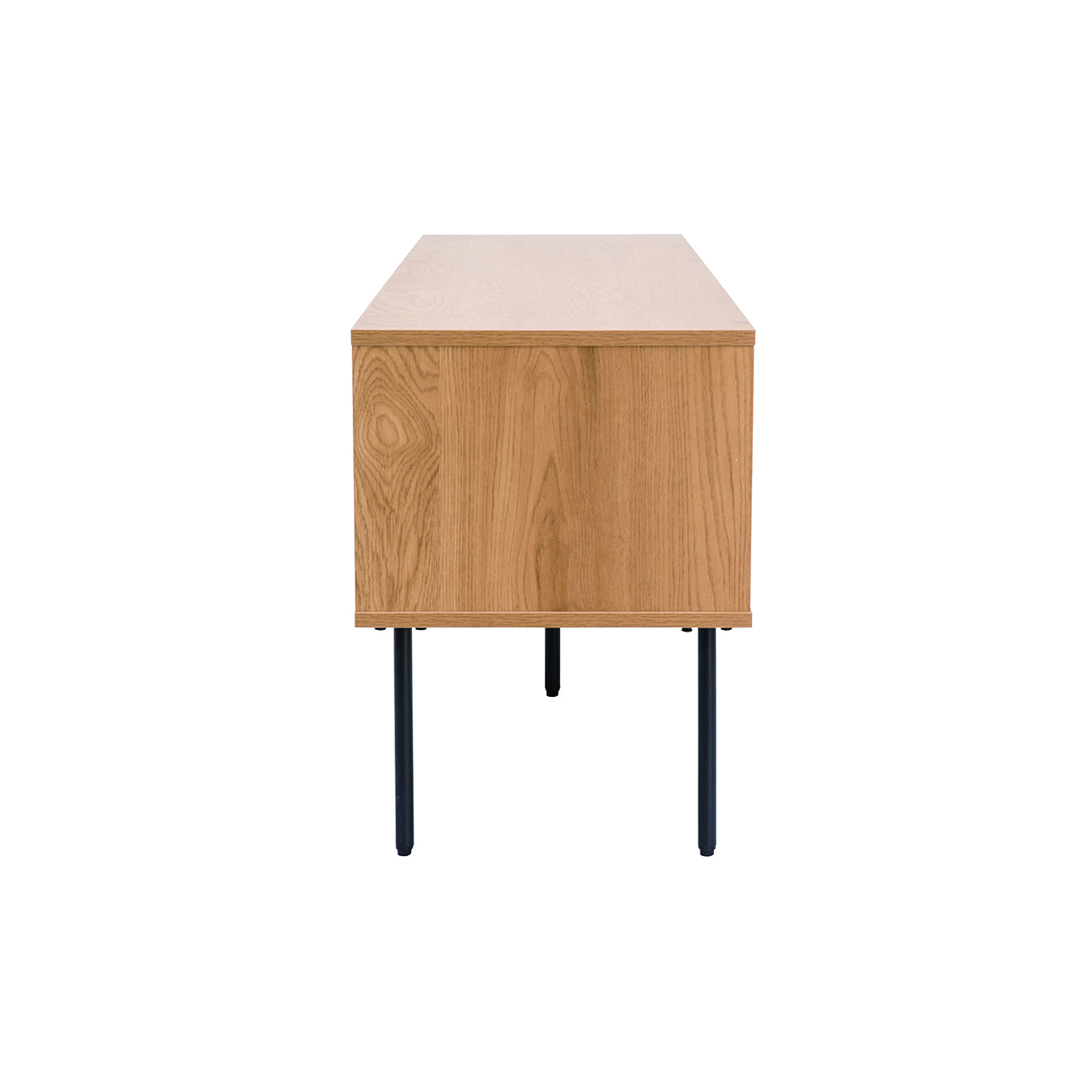 Meuble TV finition en bois clair chêne et métal noir L160 cm PERNELLE chêne clair, MILIBOO