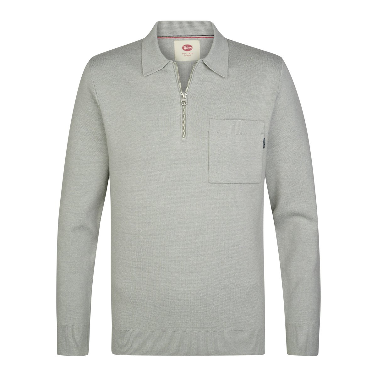 Pull Polo en maille texturée steelfield noir ice grey, PETROL INDUSTRIES