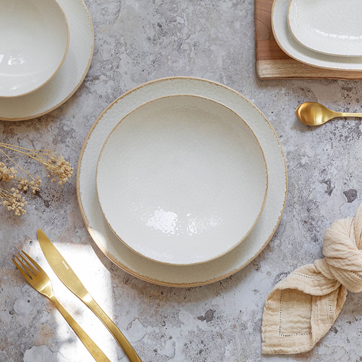 Lot de 6 assiettes creuses en porcelaine 21cm, NUANCE blanc, NOVASTYL