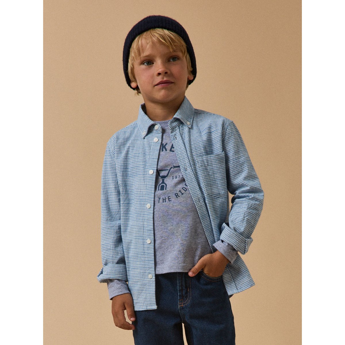 Chemise  Vichy bleu, CYRILLUS