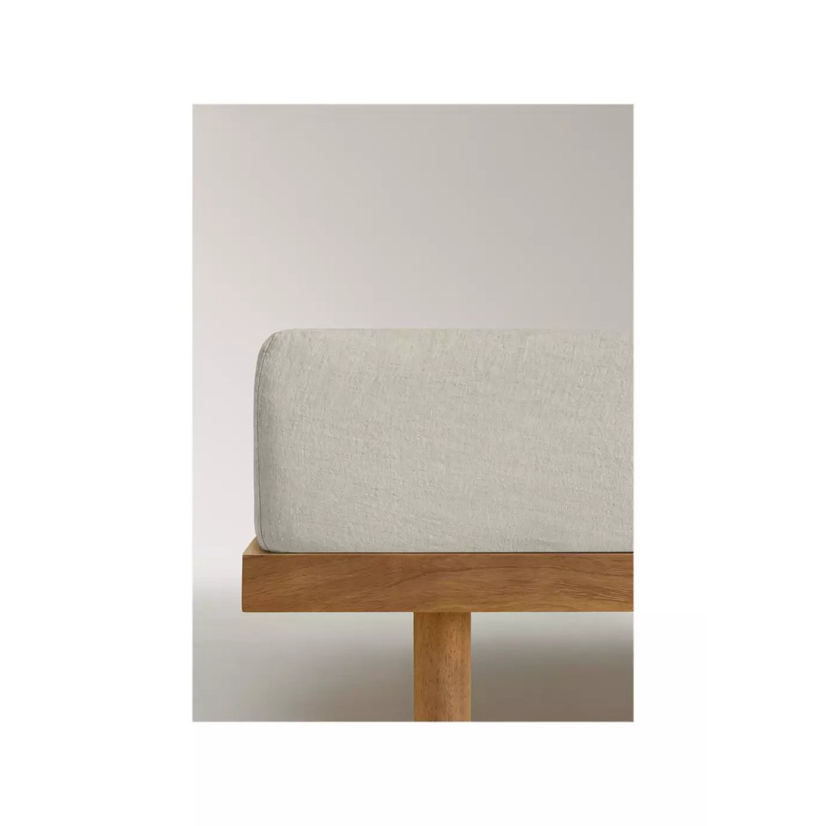 Drap-housse en lin délavé lit 160 cm sable, MANGO HOME