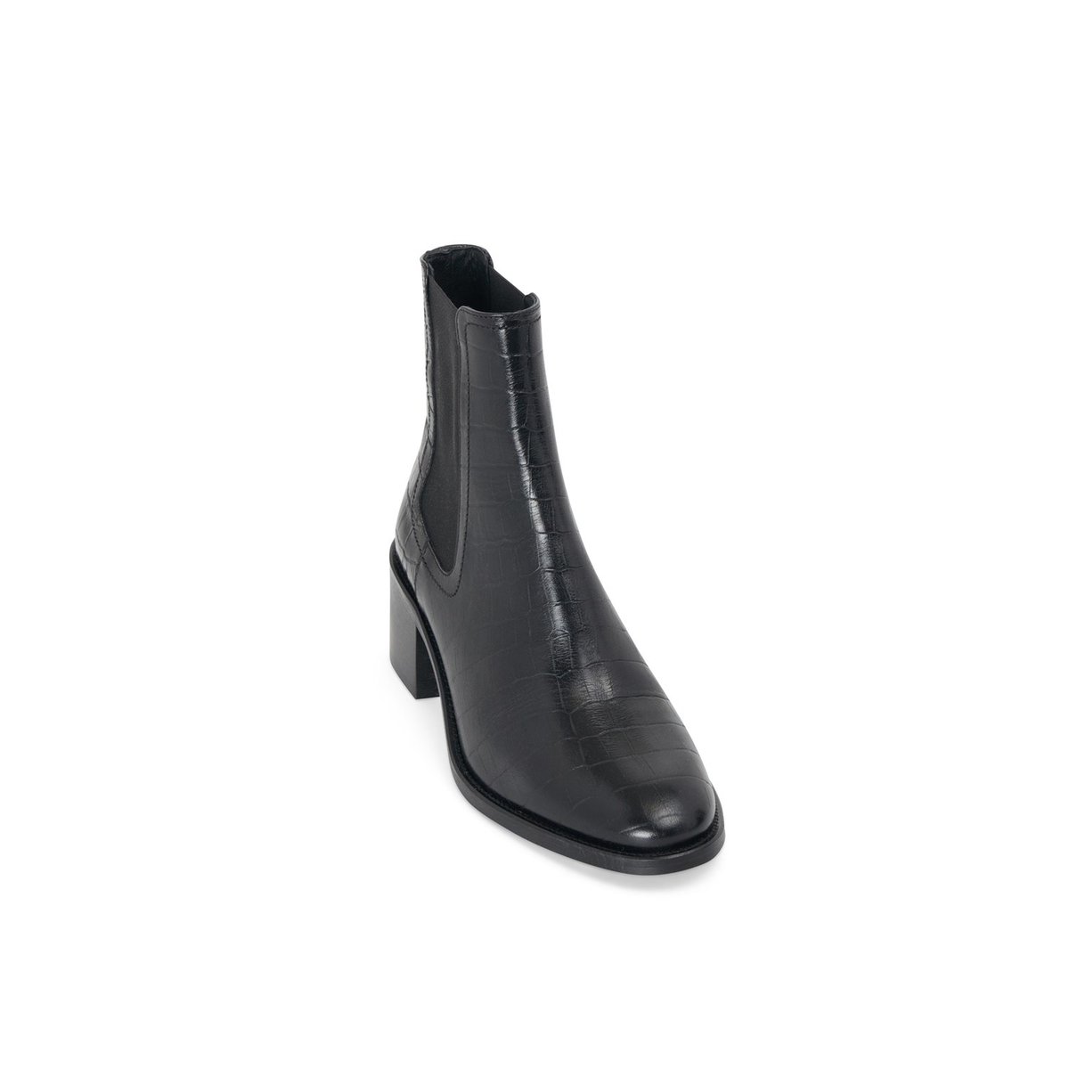 Boots À Talon en cuir JOJOBA croco noir, MELLOW YELLOW