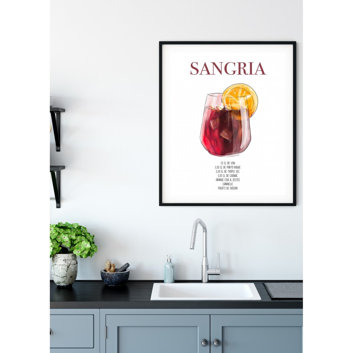 Affiche Cocktail Sangria blanc, L'AFFICHERIE