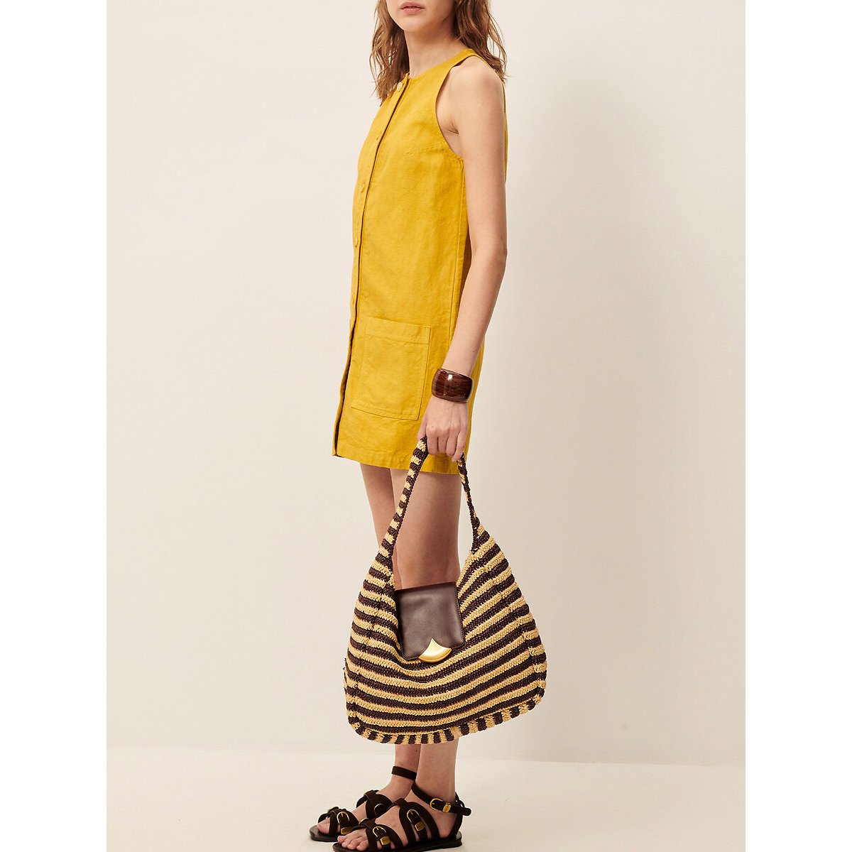 Ondine Sleeveless Tunic Mini Dress lemon yellow, SESSUN