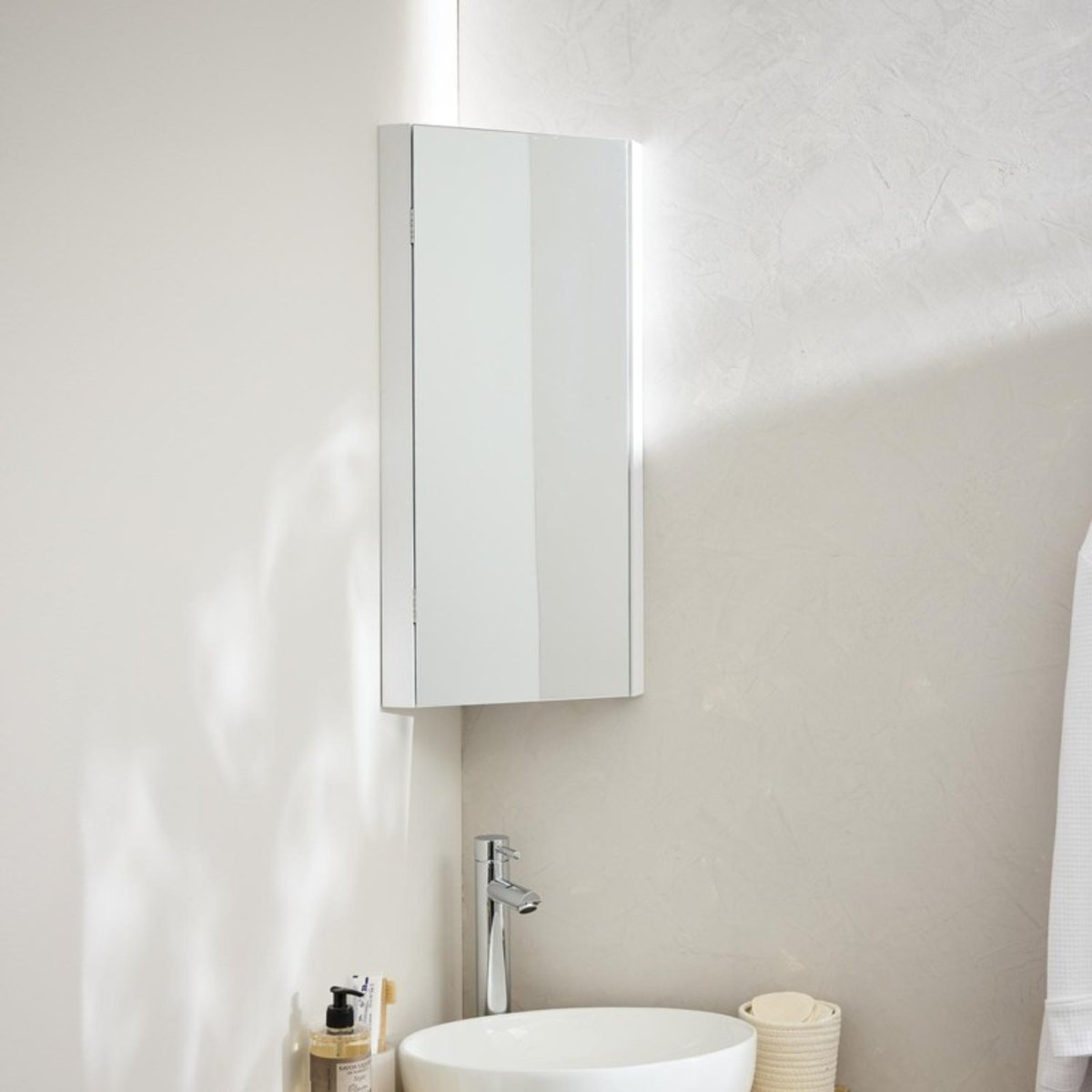 Armoire de toilette d'angle Cléo blanc, MOB IN