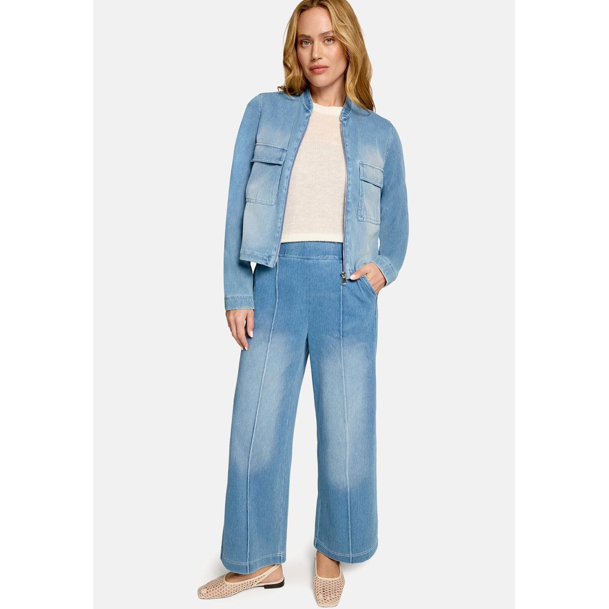 Jeansjacke à fermeture zippée blue denim, ZERO