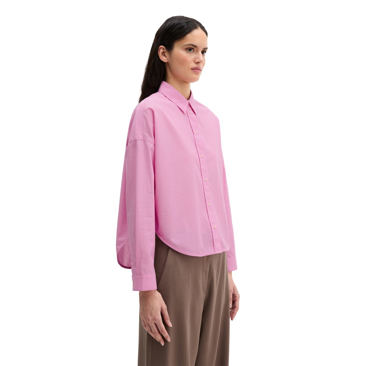 Chemisier regular en coton chambray rose bonbon, MARC O'POLO