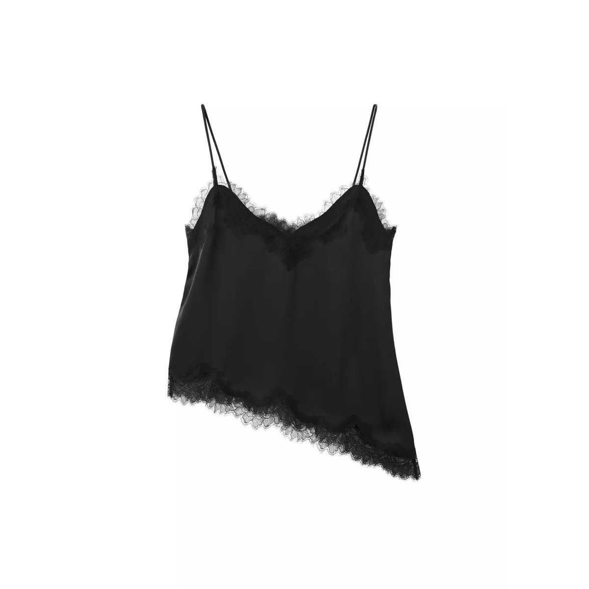 Top lingerie dentelle asymétrique noir, MANGO