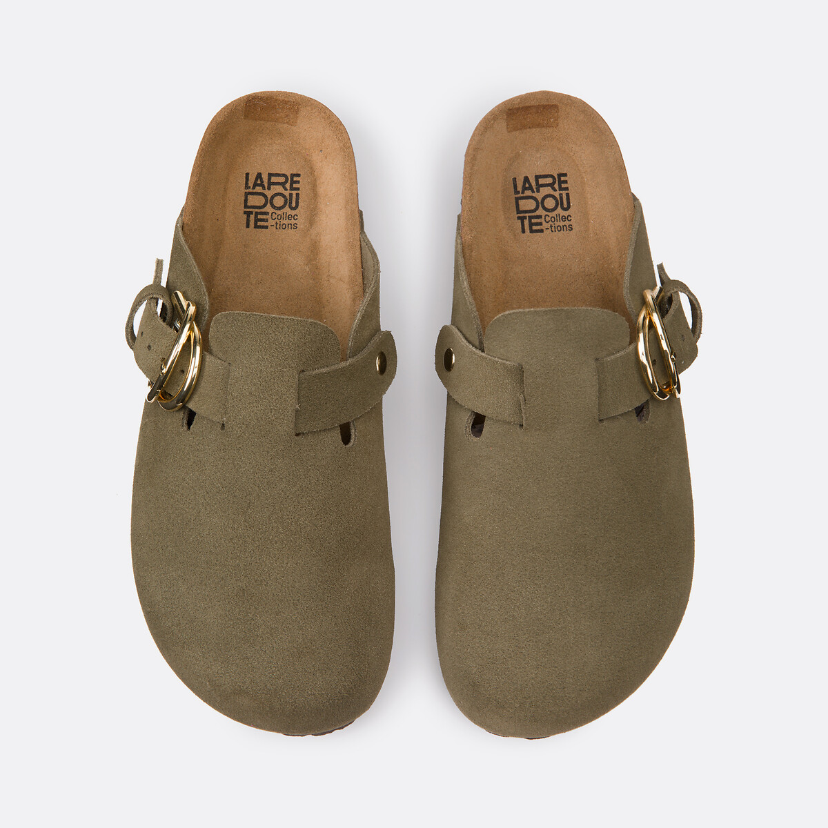 Mules sabots en cuir suédé kaki, LA REDOUTE COLLECTIONS