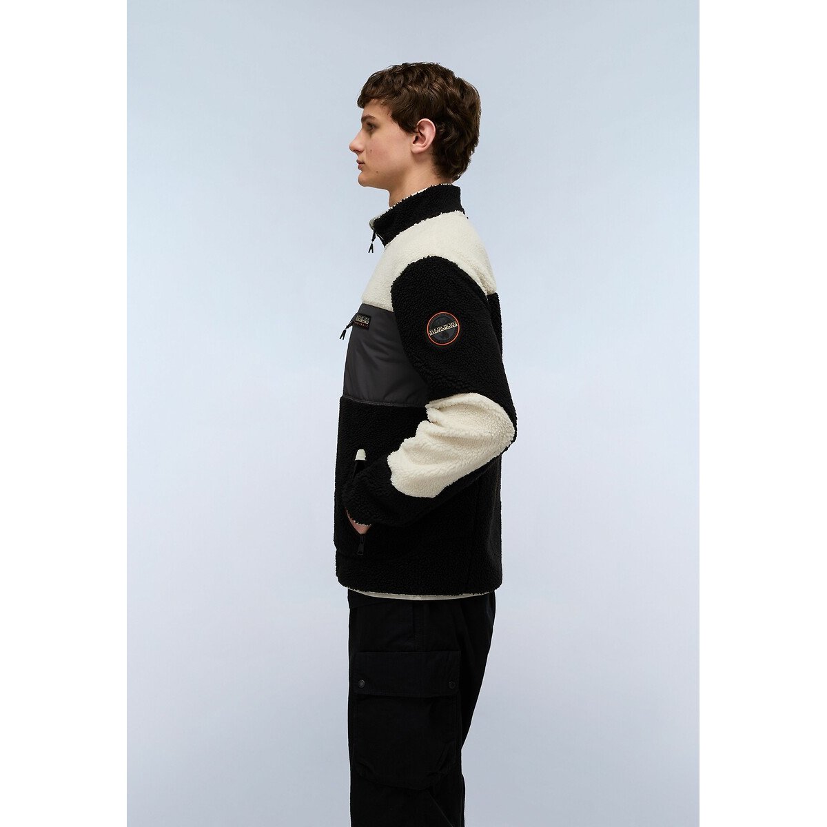 Pile con zip Yupik nero/bianco, NAPAPIJRI