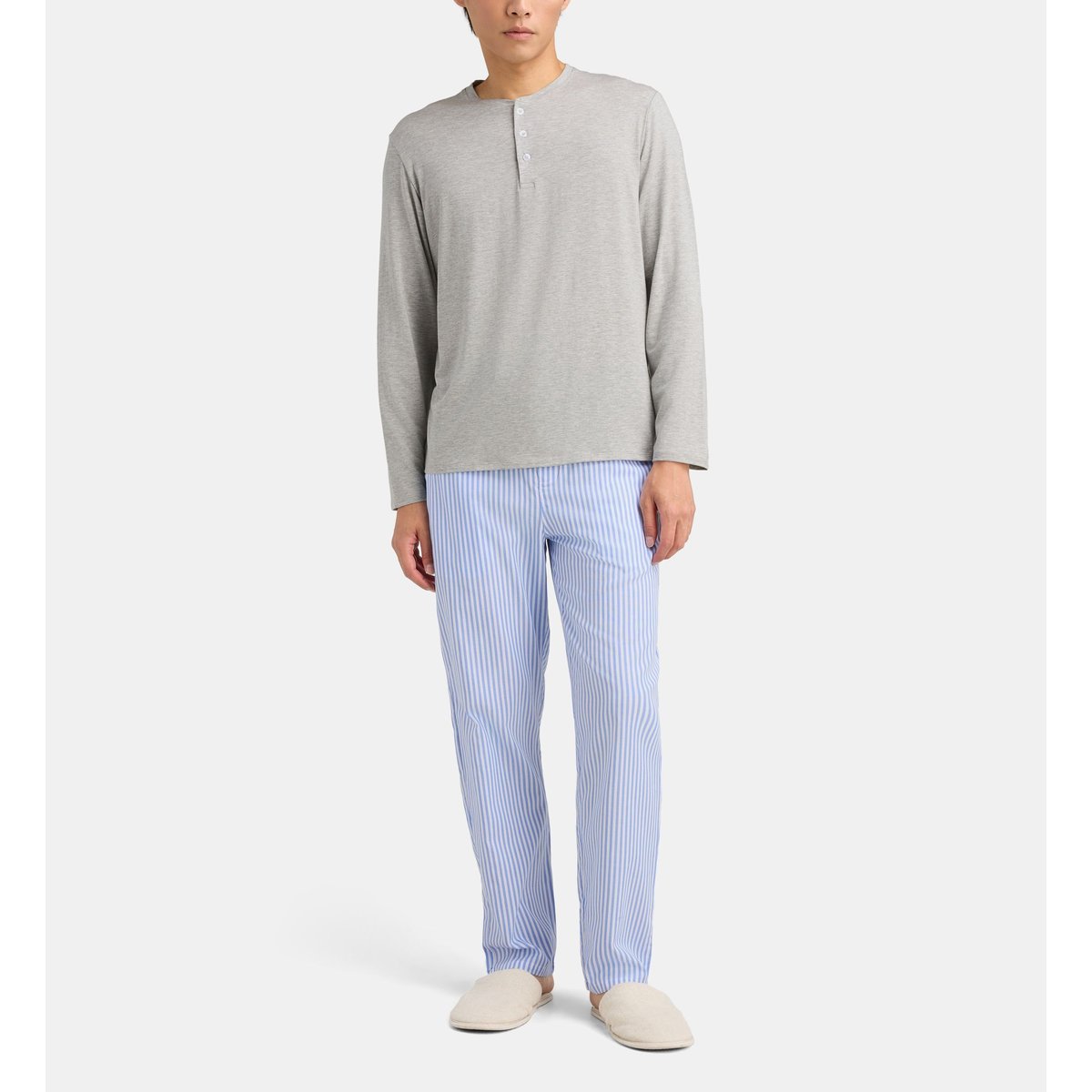 Pyjama long damiel en cootn bio et tencel gris, GALERIES LAFAYETTE