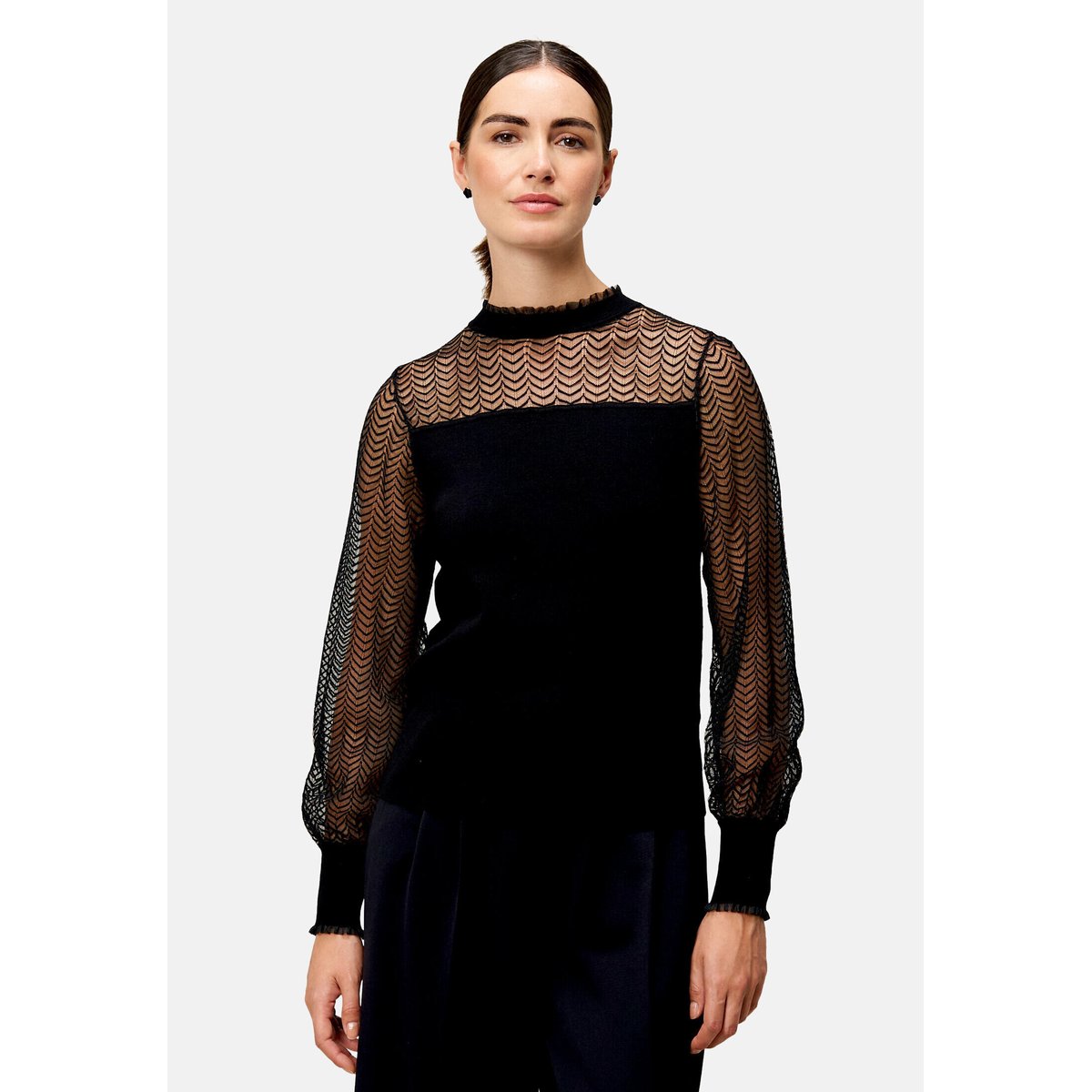Pullover mit transparenten ärmeln black beauty, ZERO