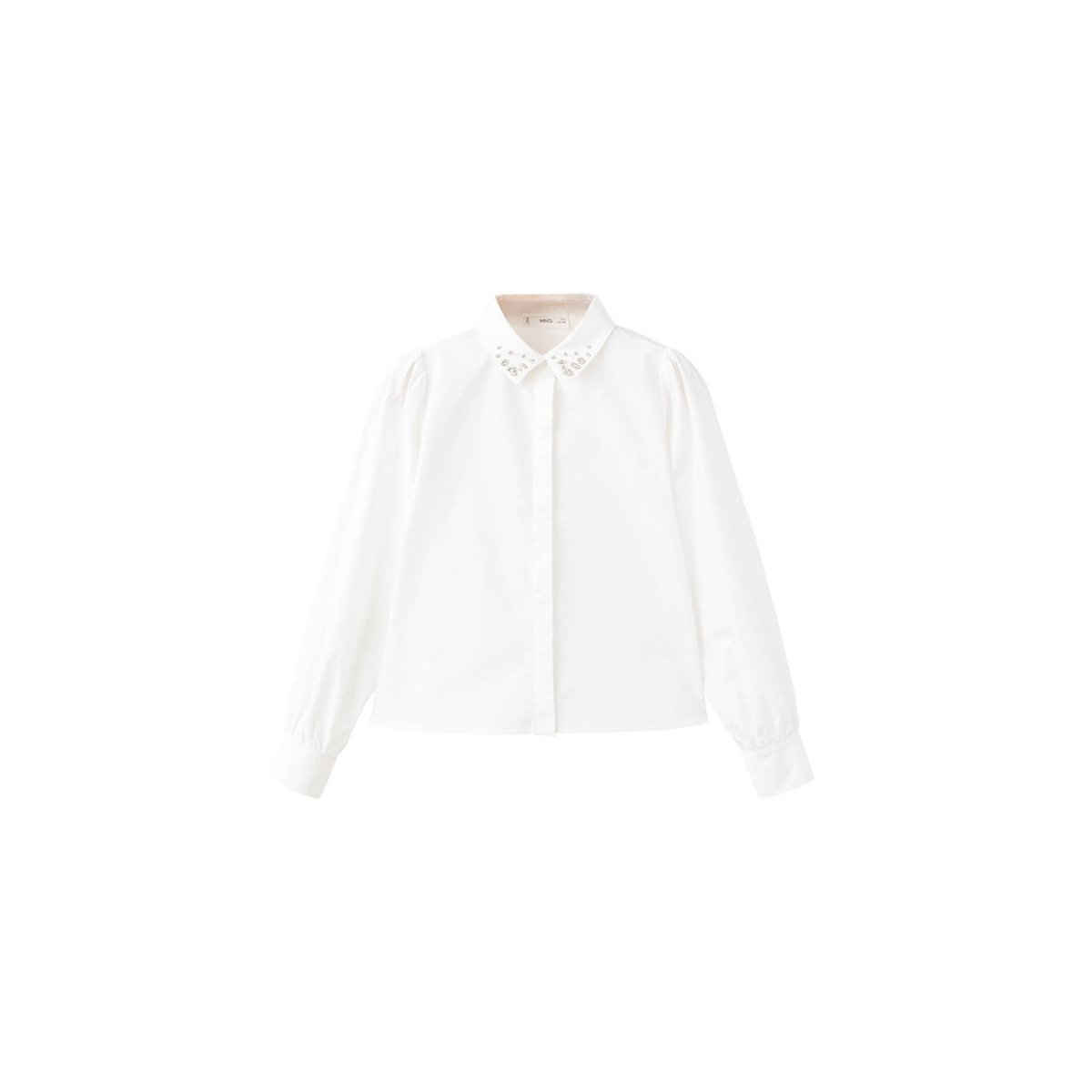 Chemise coton perles fantaisie blanc, MANGO KIDS