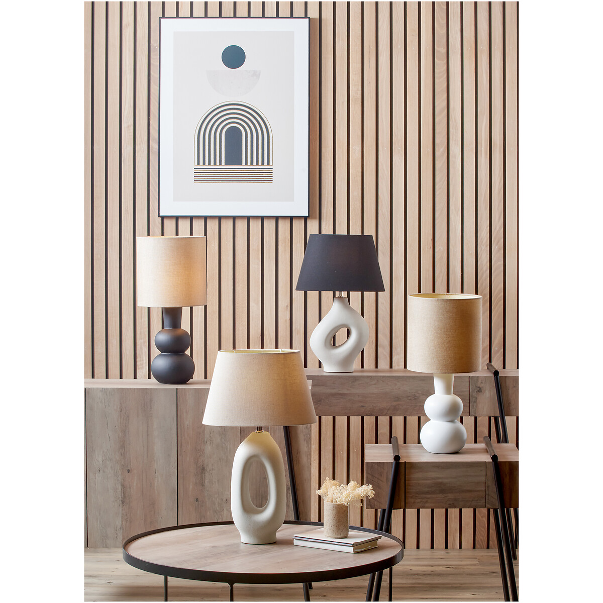 Arielle Curved Bottle Ceramic Table Lamp black, ÉDITÉ