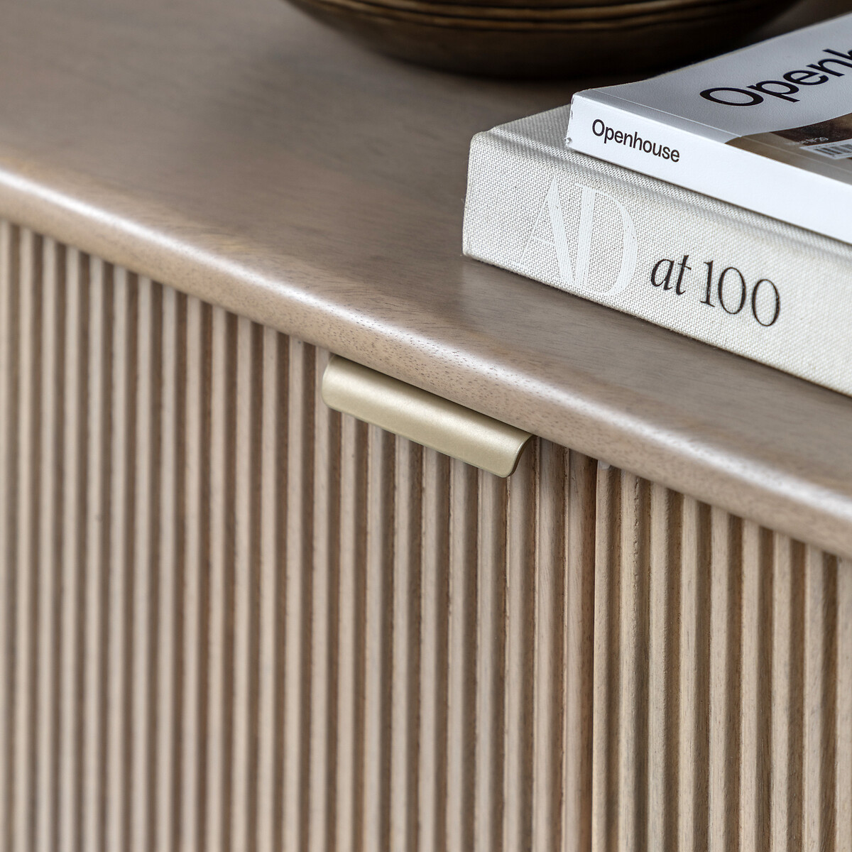 Corven Fluted Mango Wood 3 Door Sideboard wood, SO'HOME