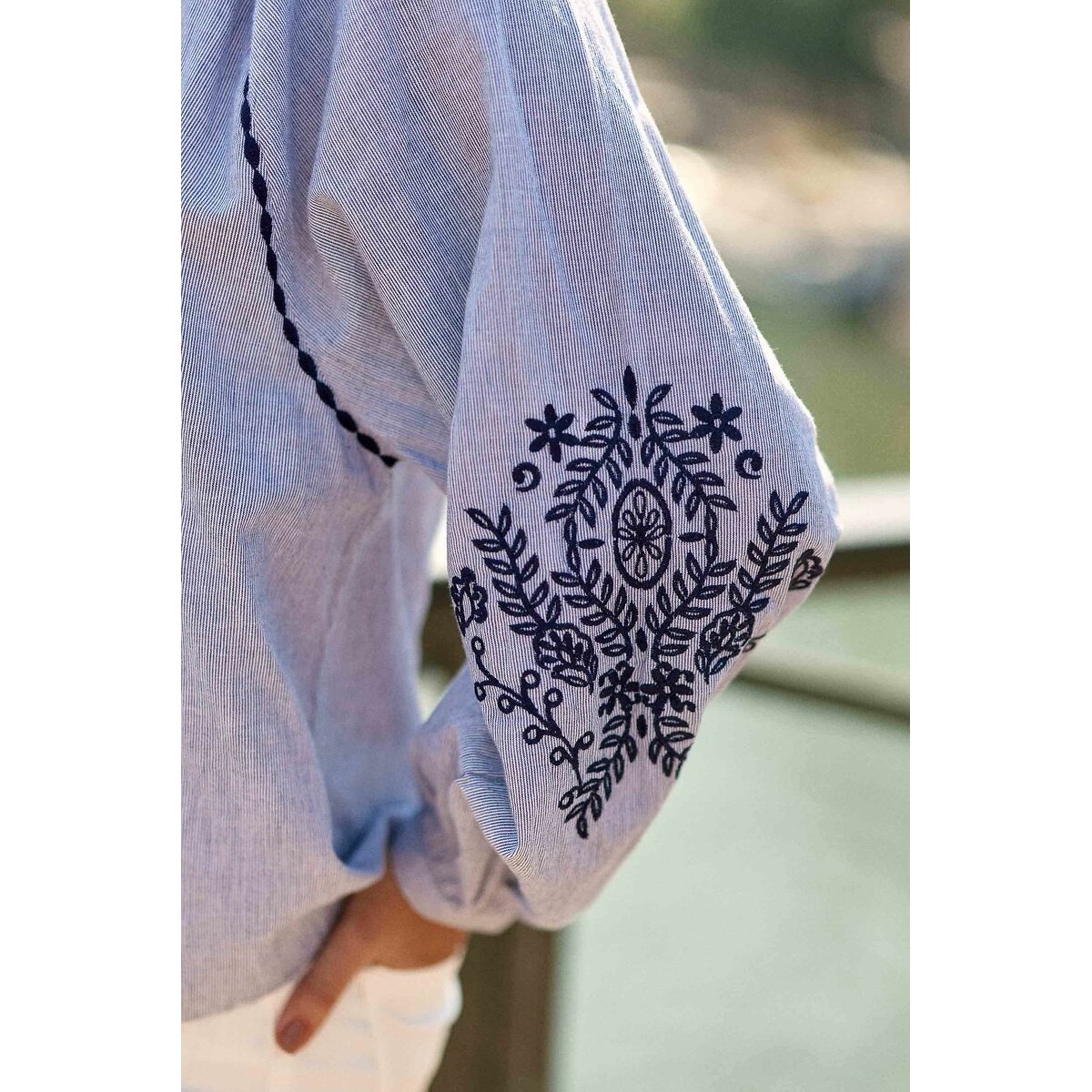 Blena Oversize Blouse with Embroidered Details blue, LA PETITE ETOILE