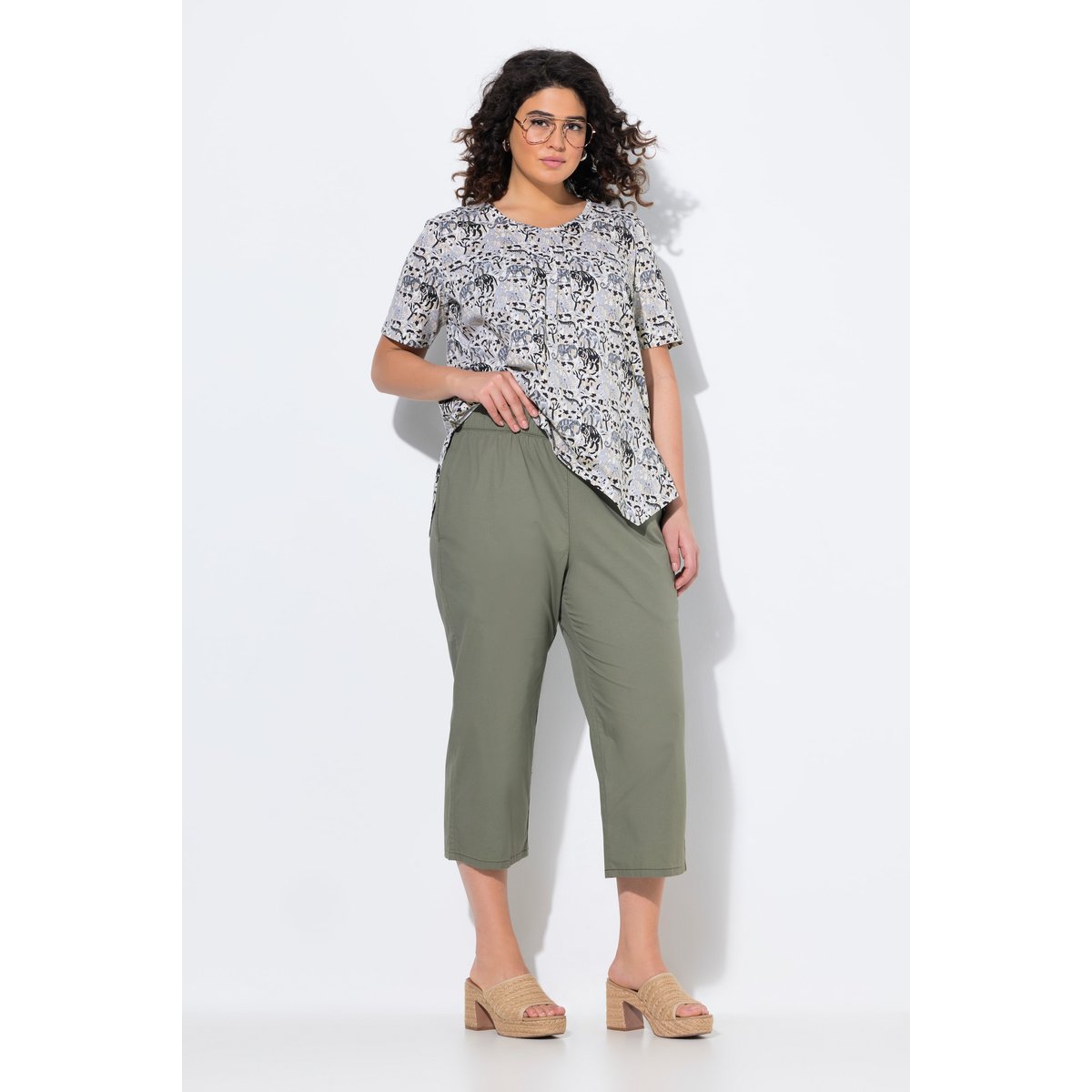 Jupe-culotte Rose. Jambe large. gris olive, ULLA POPKEN