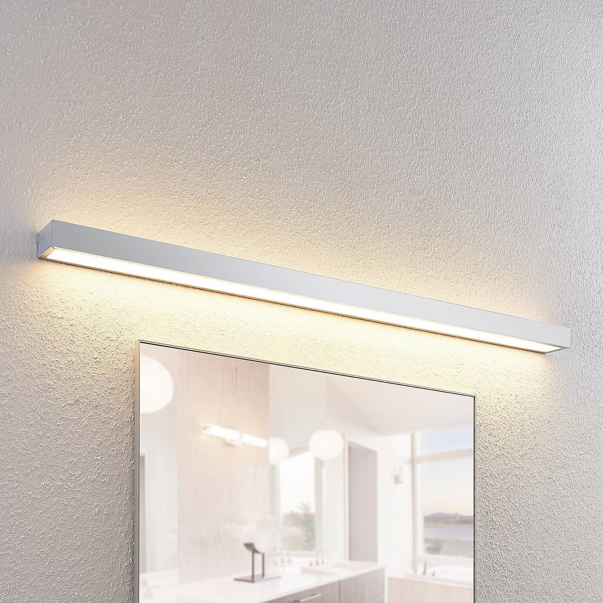Applique en métal moderneLED, Layan chrome, blanc, LINDBY