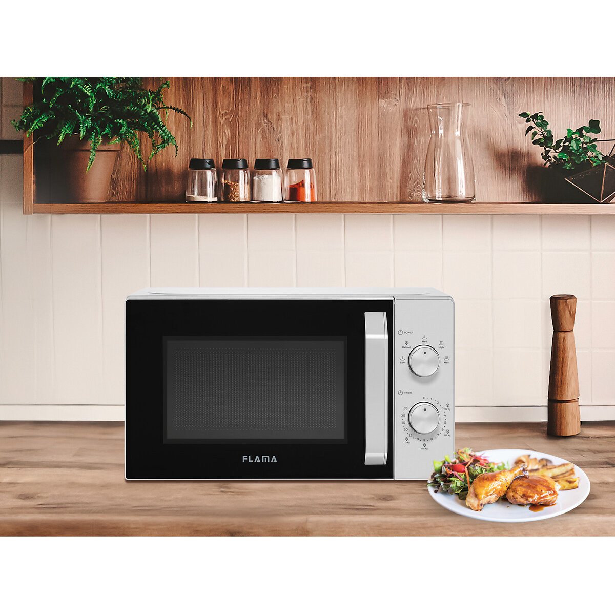 Micro-ondas 20L Cinza 1809FL, FLAMA prateado, FLAMA