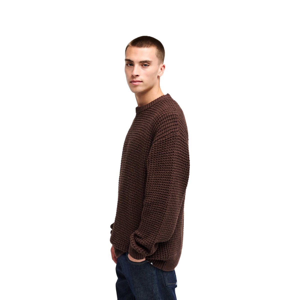 Pull MORRIS WAFFLE marron java, QUIKSILVER