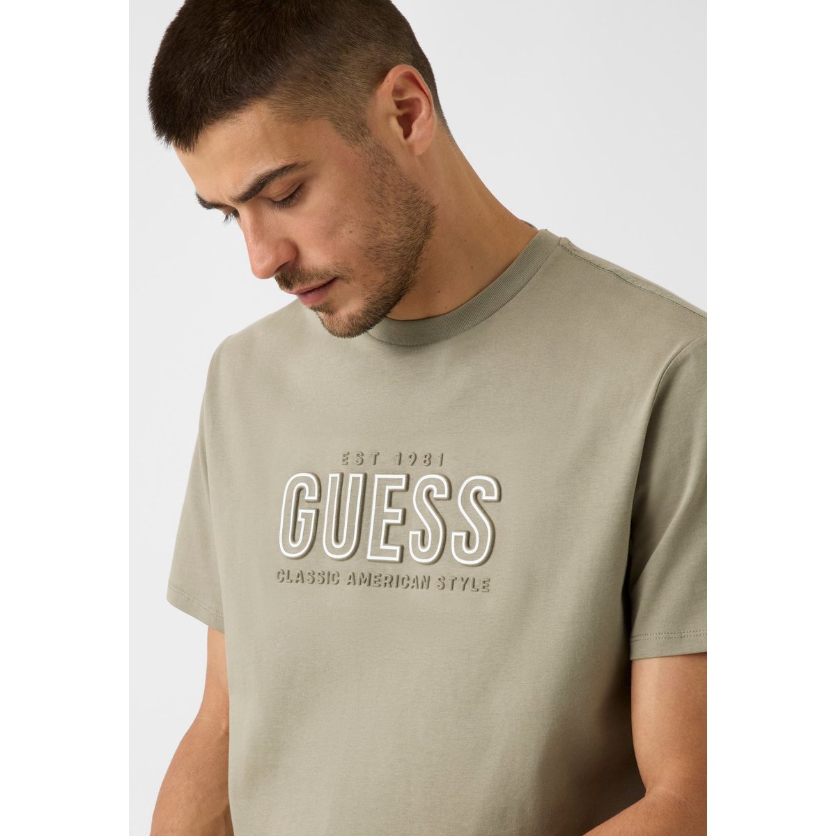 T-Shirt Logo Gaufré vert, GUESS