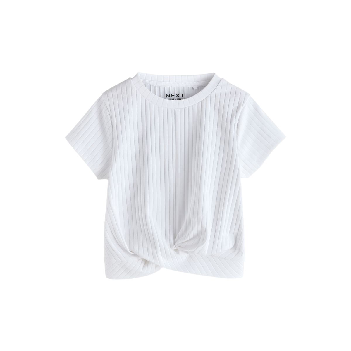 T-shirt cache-cœur côtelé, lot de 2 rose/blanc, NEXT